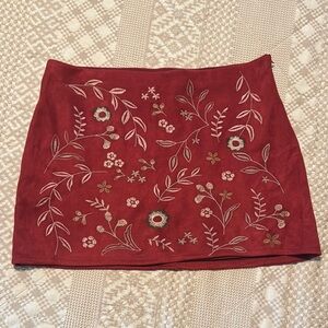 Journey Embroiderd Suede Mini Skirt